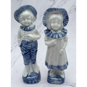 2 Vintage Boy & Girl  Planter,  Bud Vase, Ceramic, Porcelain, Germany 4.25" Tall